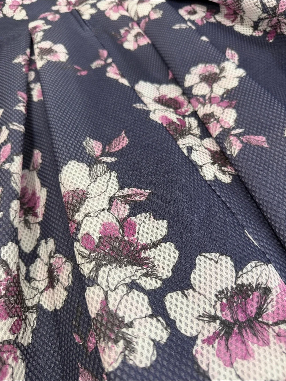torrid Navy Floral Fit-and-Flare Dress with Pink and White Blooms - Picture 6 of 7